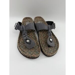 Muk Luks Women's Gray Blue Sandals Size 7 Leather Slip On